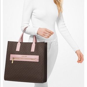 Kenley Large Logo Pink Michael Kors Tote